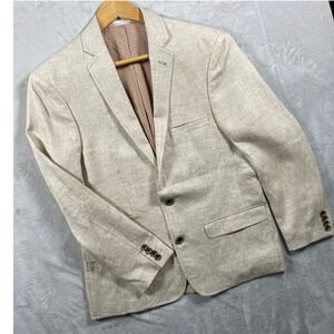 Baird McNutt Murano Blazer Mens 41R Medium Beige Linen Sport Coat Two Button
